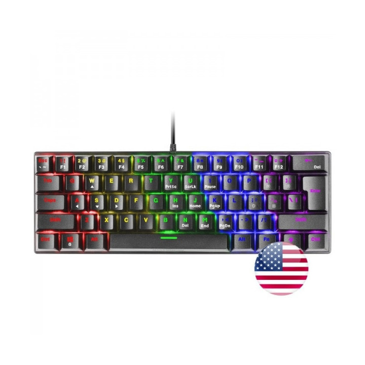 Mars Gaming MK60 Teclado Gaming Mecanico - Ultra-Compacto 60% - Iluminacion RGB - Switches Antipolvo - Teclas Imborrables - Ant