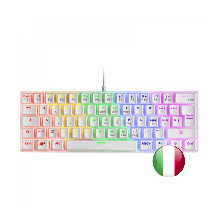 Mars Gaming MK60 Teclado Gaming Mecanico - Ultra-compacto 60% - Iluminacion RGB - Switches Antipolvo - Teclas Imborrables - Mul