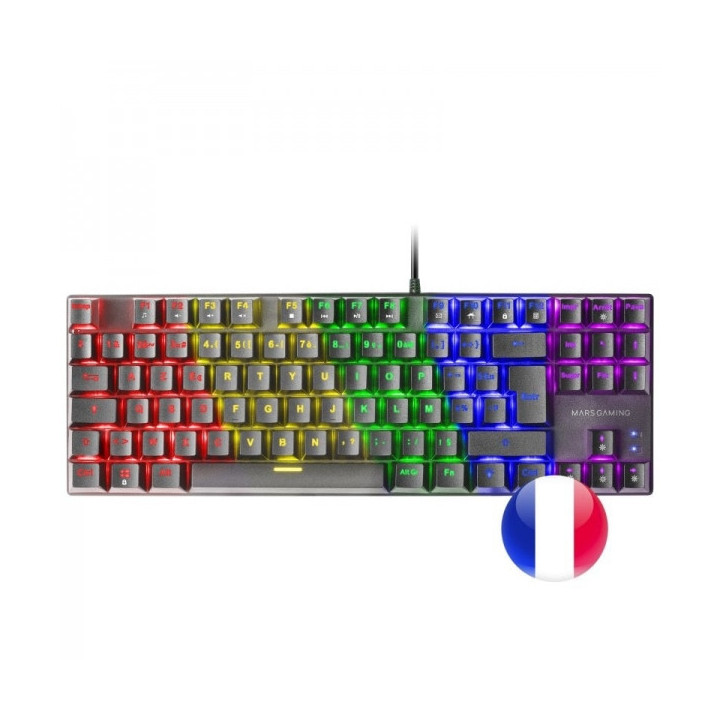 Mars Gaming MK80 Teclado Gaming Mecanico - TKL Compacto - Iluminacion RGB - Teclas Imborrables - Switches Antipolvo - Multiplat