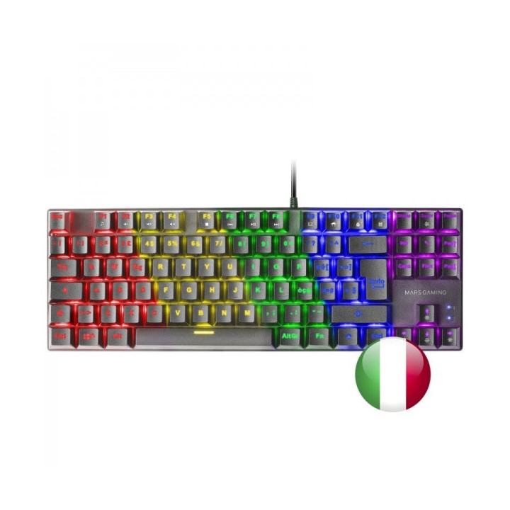 Mars Gaming MK80 Teclado Gaming Mecanico - TKL Compacto - Iluminacion RGB - Switches Antipolvo - Teclas Imborrables - Multiplat
