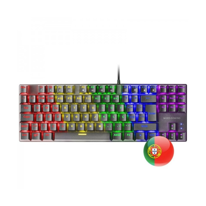 Mars Gaming MK80 Teclado Gaming Mecanico - TKL Compacto - Iluminacion RGB - Teclas Imborrables - Switches Antipolvo - Multiplat