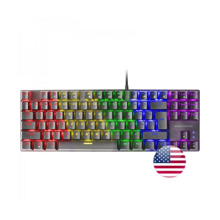 Mars Gaming MK80 Teclado Gaming Mecanico - TKL Compacto - Iluminacion RGB - Teclas Imborrables - Switches Antipolvo - Anti-Ghos