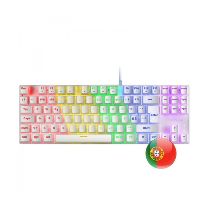 Mars Gaming MK80 Teclado Gaming Mecanico - TKL Compacto - Iluminacion RGB - Teclas Imborrables - Switches Antipolvo - Multiplat