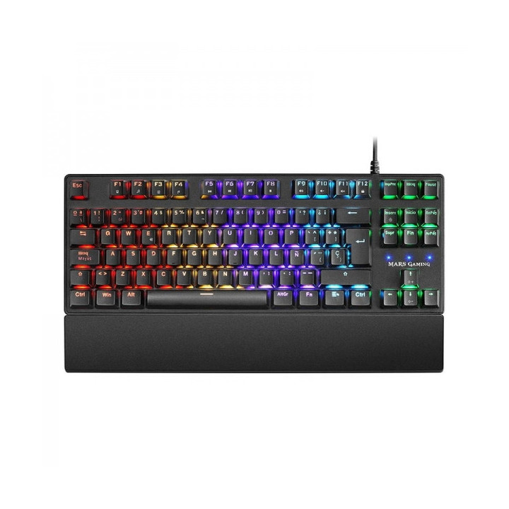 Mars Gaming MKXTKL Teclado Mecanico - Ultracompacto TKL - Switches OUTEMU SQ - Retroiluminacion RGB - Reposamuñecas Ergonomico