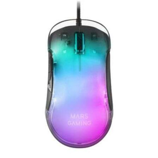 Mars Gaming MMGLOW Raton Gaming USB 12800dpi - Cuerpo con Acabado Espejo - 6 Botones - Iluminacion RGB Chroma - Uso Diestro - C