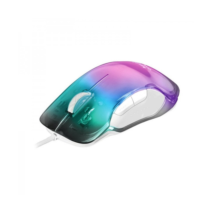 Mars Gaming MMGLOW Raton Gaming - Ultraligero 75g - Iluminacion RGB CHROMA-GLOW - Sensor 12800 DPI - Switches HUANO - Cable Fea