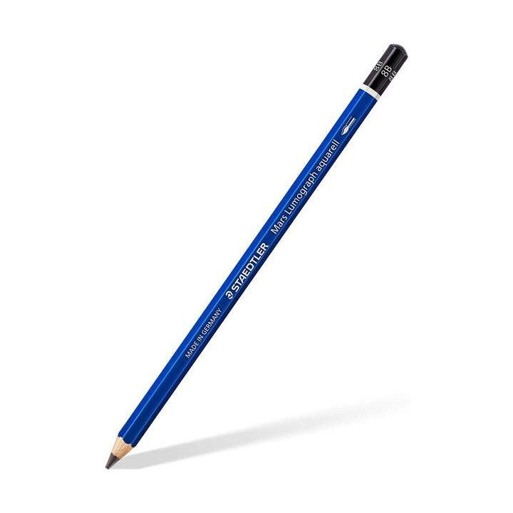 Staedtler Mars Lumograph Aquarell 100A Lapiz de Grafito - Mina 8B - Resistencia a la Rotura - Madera de Bosques Sostenibles
