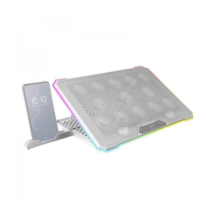 Mars Gaming MNBC13 Base de Refrigeracion Avanzada - 13 Ventiladores Ultrasilenciosos - Iluminacion RGB Personalizable - 2 Puert