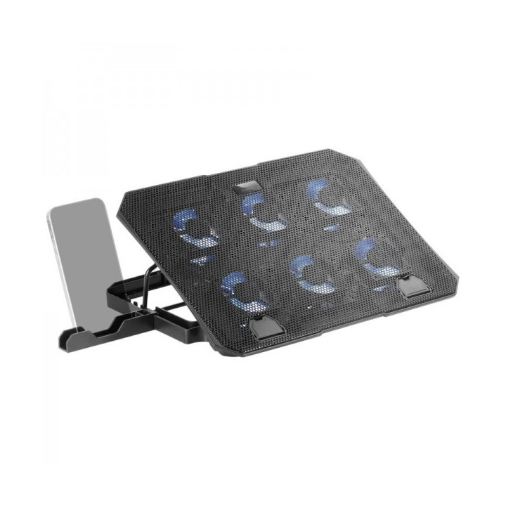 Mars Gaming MNBC23 Base de Refrigeracion - 6 Ventiladores LED Azul - Stand Ajustable - Estructura Resistente - Soporte Smartpho