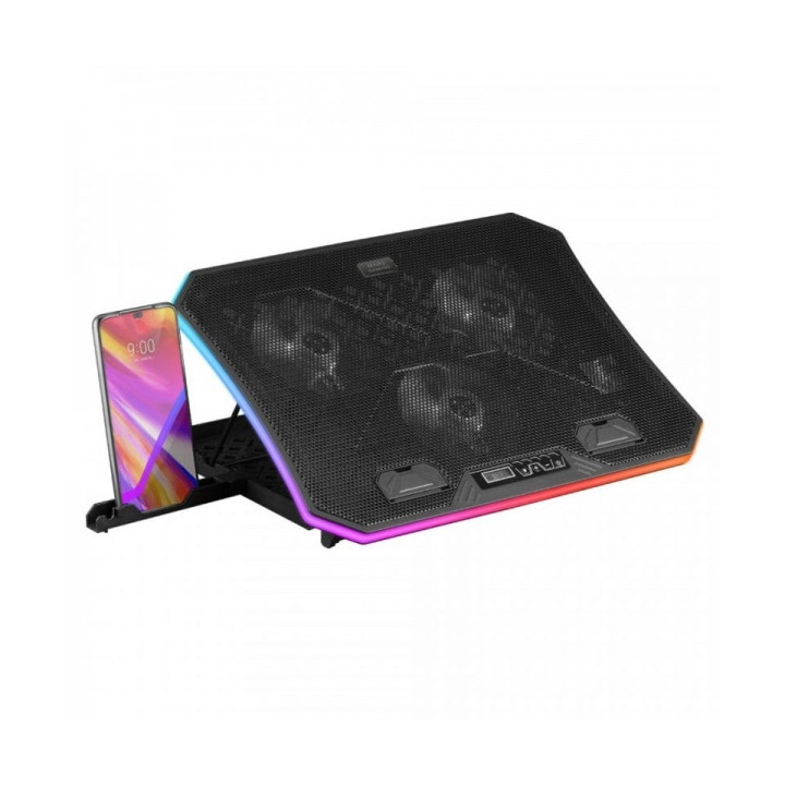 Mars Gaming MNBC6 Base de Refrigeracion - Iluminacion ARGB 10 Modos - Rejilla Metalica - Stand Ergonomico 7 Posiciones - 3 Vent