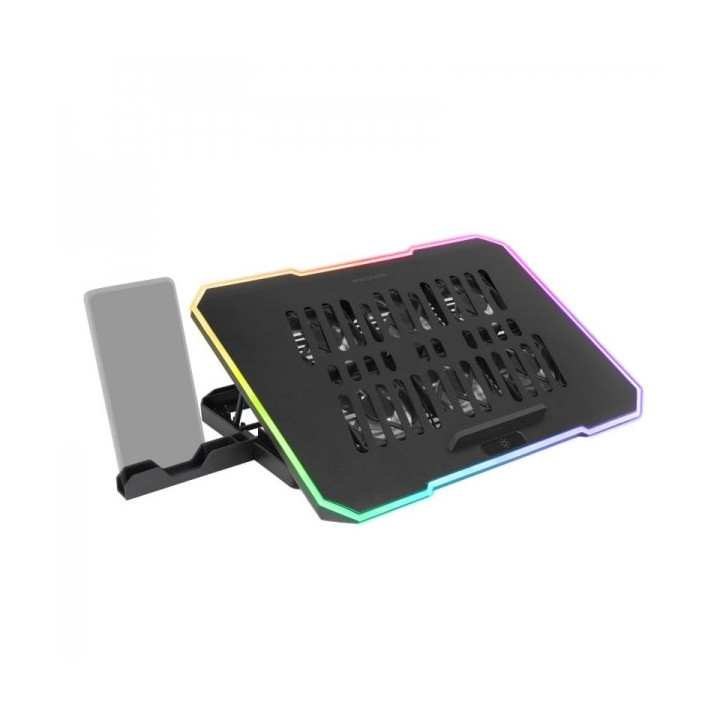 Mars Gaming MNBC7 Base Refrigeradora - 6 Ventiladores Controlables - Altura Regulable - Soporte Movil Integrado - 2 Puertos USB