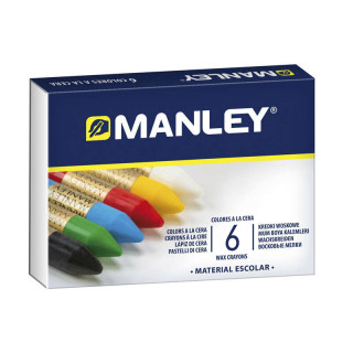 Manley Pack de 6 Ceras Blandas de Trazo Suave - Ideal para Tecnicas y Aplicaciones Variadas - Amplia Gama de Colores - Colores