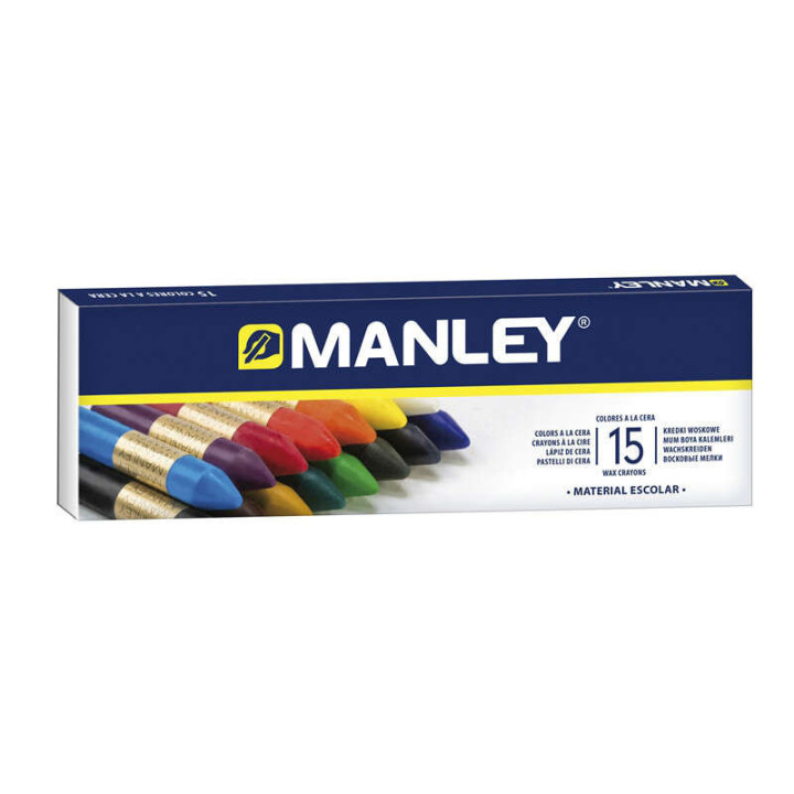 Manley Pack de 15 Ceras Blandas de Trazo Suave - Ideal para Gran Variedad de Tecnicas y Aplicaciones - Fabricacion Artesanal -