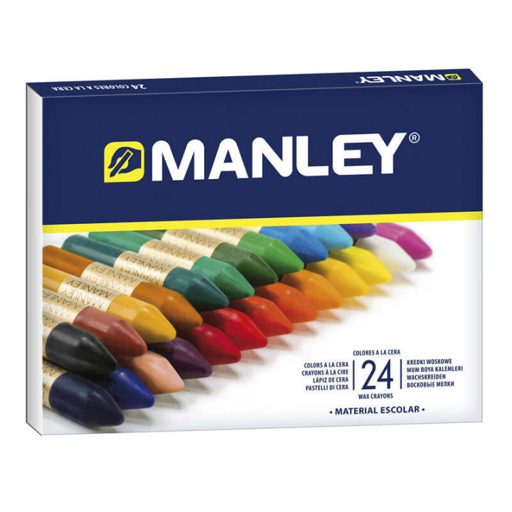 Manley Pack de 24 Ceras Blandas de Trazo Suave - Ideal para Gran Variedad de Tecnicas y Aplicaciones - Fabricacion Artesanal -