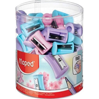 Maped Vivo Pastel Sacapuntas de Plastico con 1 Orificio - Cuchilla de Acero Afilada y Resistente - Colores Pastel Surtidos