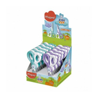 Maped Kidikut Tijera Escolar Punta Redonda 12cm - Cuchillas en Fibra de Vidrio - Mango de Plastico Simetrico - Colores Surtidos