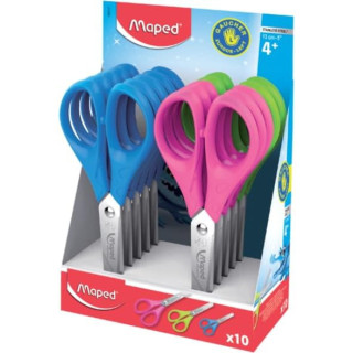 Maped Essentials Zurdos Tijera Escolar Punta Redonda 13cm - Hojas de Acero Inoxidable - Mango de Plastico Simetrico - Colores S