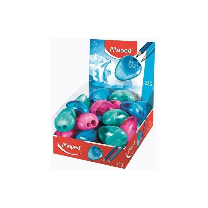 Maped I-Gloo Sacapuntas de 2 Orificios con Deposito de Gran Capacidad - Forma Ergonomica - Colores Surtidos