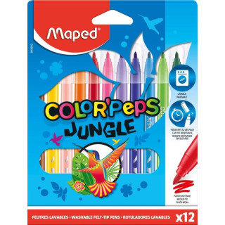 Maped Color´Peps Jungle Pack de 12 Rotuladores con Punta Media Bloqueada 2mm - Ojival