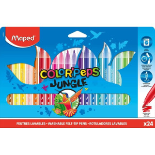 Maped Color´Peps Jungle Pack de 24 Rotuladores con Punta Media Bloqueada 2mm - Ojival