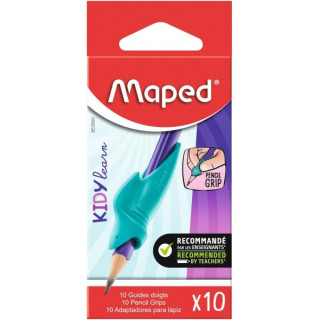 Maped Kidy Lern Pack de 10 Guias de Lapiz para Dedos - Modelo Tiburon - Guia Extraible - Apta para la Mayoria de Lapices - Para