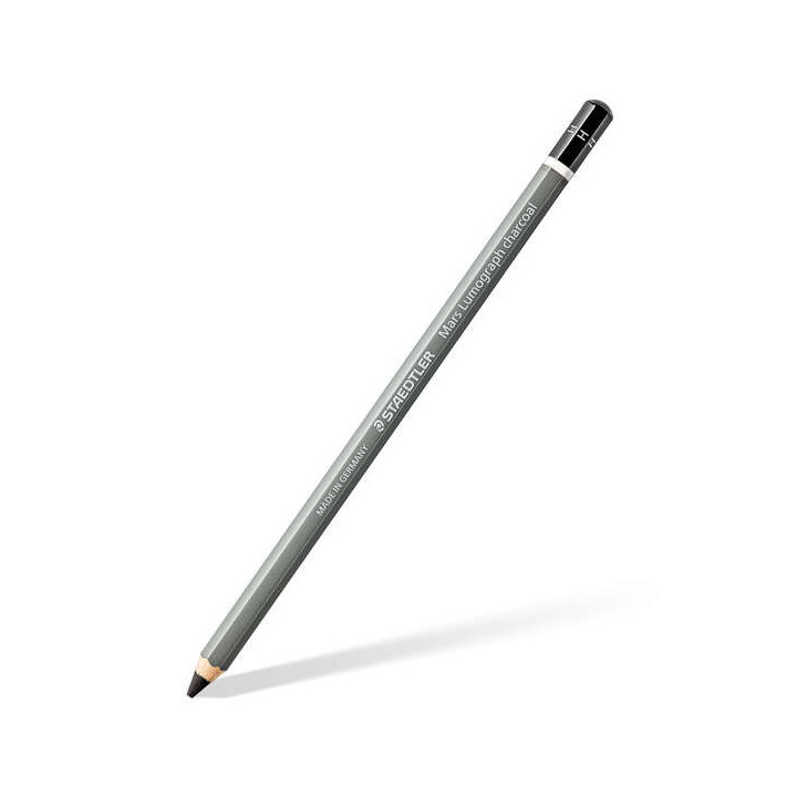 Staedtler Mars Lumograph Charcoal 100C Lapiz de Grafito - Mina H - Alta Proporción de Carbon y Carboncillo - Madera de Bosques