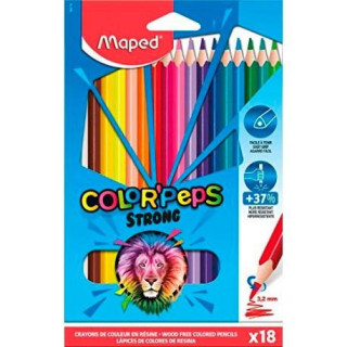 Maped Color´Peps Strong Pack de 18 Lapices Triangulares de Colores - Mina 3