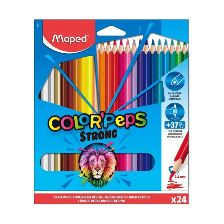Maped Color´Peps Strong Pack de 24 Lapices Triangulares de Colores - Mina 3