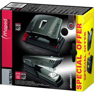 Maped Pack de Grapadora Metalica A3545 + Taladro Metalico A6203 - Grapa hasta 25 Hojas a la Vez - Admite Grapas 24/6 y 26/6 - P