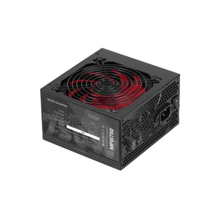 Mars Gaming MPIII750 Fuente de Alimentacion 750W ATX - 85% de Eficiencia - PFC Activo - Silenciosa