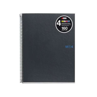 Miquel Rius Notebook4 Cuaderno de Espiral Formato A5 - 160 Hojas de 90gr Microperforadas con 2 Taladros - Cubiertas de Carton E