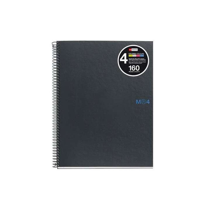 Miquel Rius Notebook4 Cuaderno de Espiral Formato A5 - 160 Hojas de 90gr Microperforadas con 2 Taladros - Cubiertas de Carton E