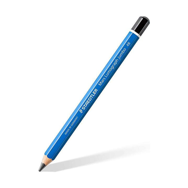 Staedtler Mars Lumograph Jumbo 100J Lapiz de Grafito - Mina 4B - Acabados Metalicos - Diametro Mina 5.3mm - Madera de Bosques S