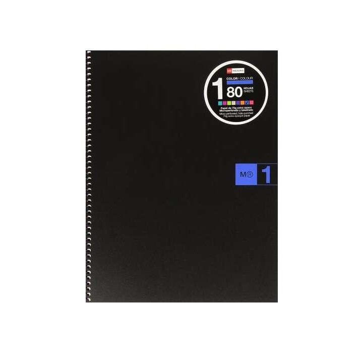 Miquel Rius Notebook1 Cuaderno de Espiral Formato A4 - 80 Hojas Microperforadas con 4 Taladros - Cuadricula 5x5 - Banda de las