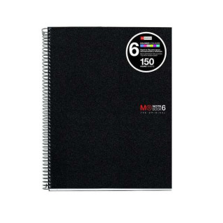 Miquel Rius Notebook6 Cuaderno de Espiral Formato A4 - 150 Hojas de 70gr Microperforadas con 2 Taladros - Cubiertas de Poliprop