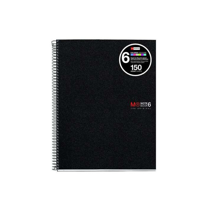Miquel Rius Notebook6 Cuaderno de Espiral Formato A4 - 150 Hojas de 70gr Microperforadas con 2 Taladros - Cubiertas de Poliprop