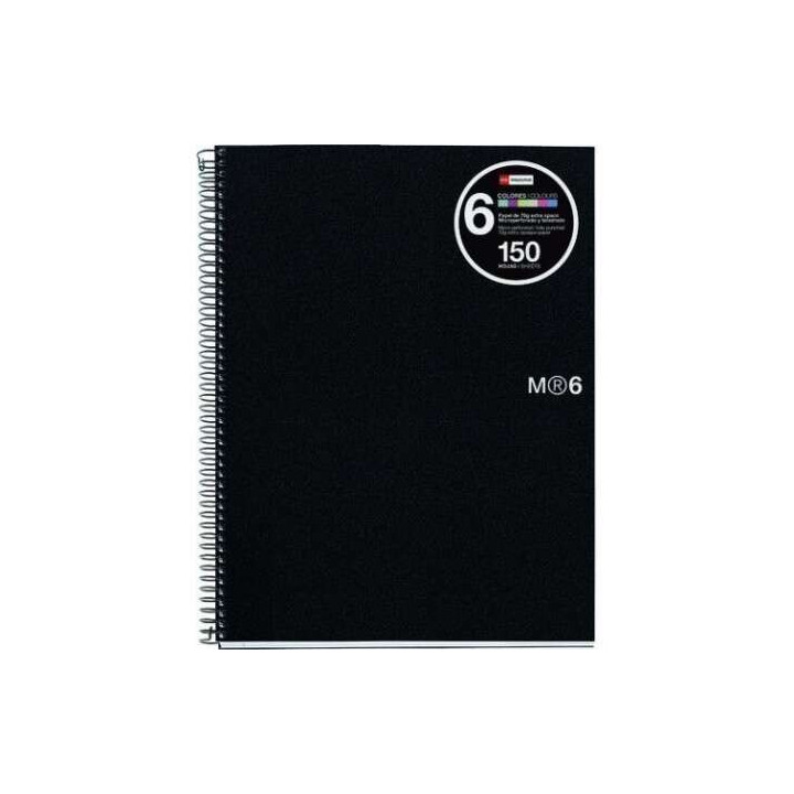 Miquel Rius Notebook6 Cuaderno de Espiral Formato A5 - 150 Hojas de 70gr Microperforadas con 2 Taladros - Cubiertas de Poliprop