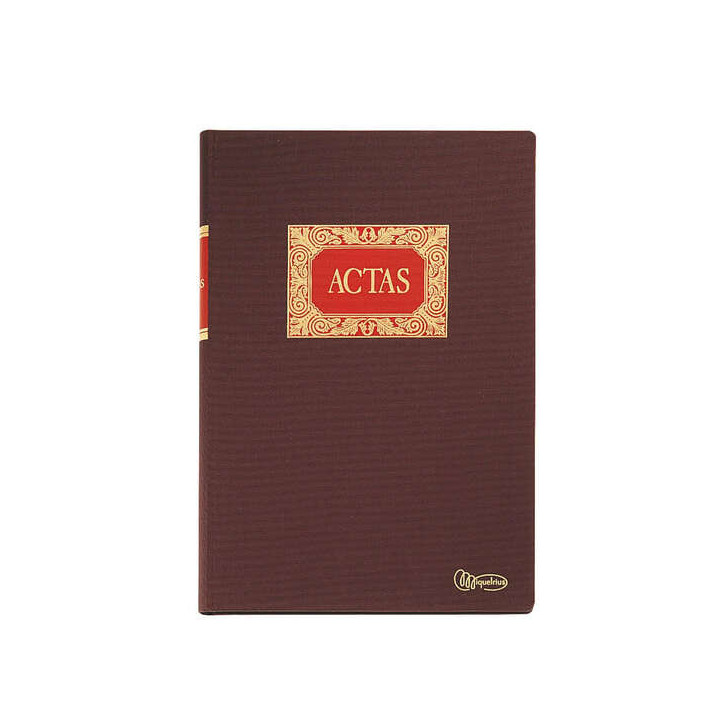 Miquel Rius Libro de Actas - Tamaño Folio Natural - 100 Hojas - Forrado en Tela - Detalles en Stamping - Corte de Color Azul