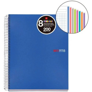 Miquel Rius Notebook8 Cuaderno de Espiral Formato A5 - 200 Hojas de 70 gr Microperforadas con 4 Taladros - Cubiertas de Polipro