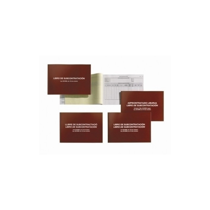 Miquel Rius Libro de Subcontratacion Catalan-Valenciano/Castellano - Tamaño A4 Apaisado - 20 Hojas 56gr Autocopia Foliado - Cu