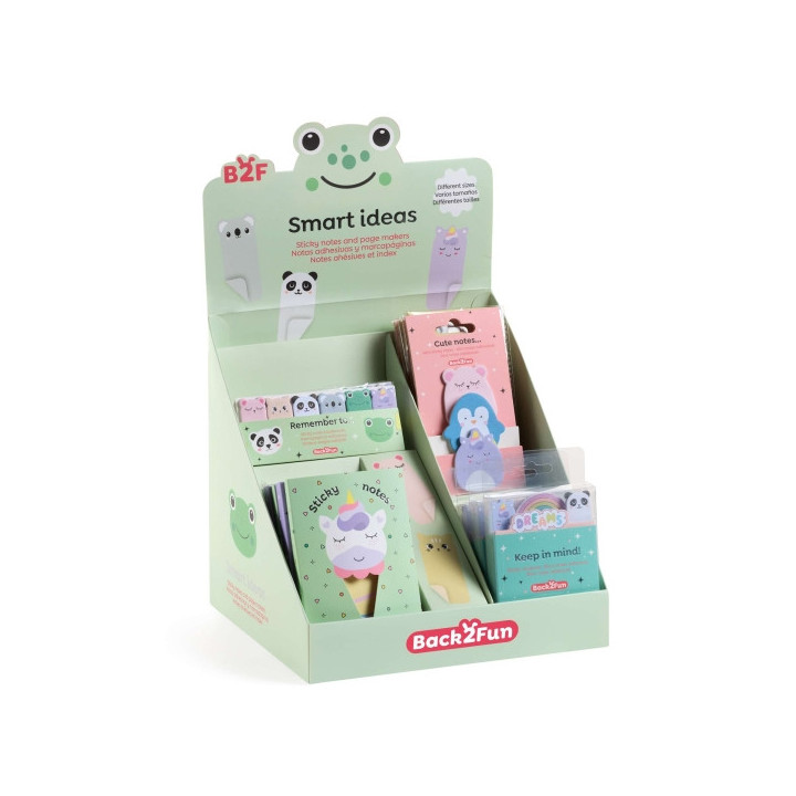 Miquel Rius Back2Fun Expositor Multiproducto con 24 Piezas Surtidas de Notas Adhesivas