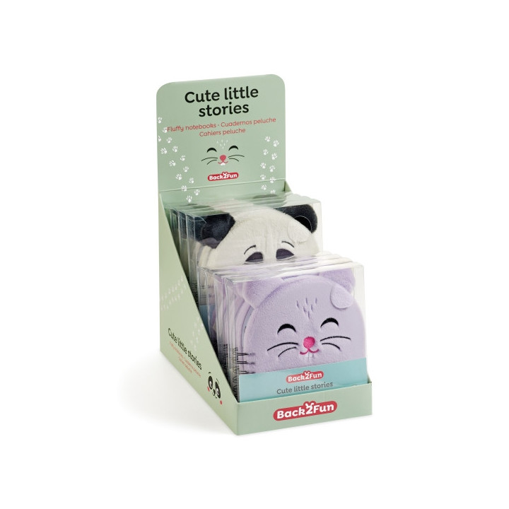 Miquel Rius Back2Fun Expositor con 8 Cuadernos Peluche - 160 Hojas de Papel 80 g/m2 - 4 de cada Modelo Panda y Hamster