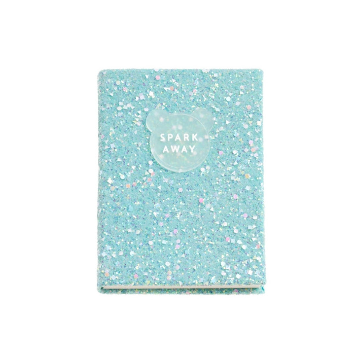 Miquel Rius Back2Fun Cuaderno Encolado con Cubierta de Purpurina Azul y Patch de Silicona - 96 Hojas Lisas de Papel 100 g/m2