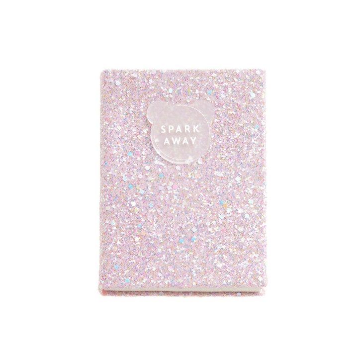 Miquel Rius Back2Fun Cuaderno Encolado con Cubierta de Purpurina Rosa y Patch de Silicona - 96 Hojas Lisas de Papel 100 g/m2