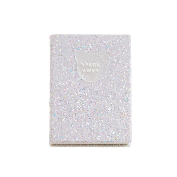 Miquel Rius Back2Fun Cuaderno Encolado con Cubierta de Purpurina Blanco y Patch de Silicona - 96 Hojas Punteadas de Papel 100 g