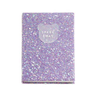 Miquel Rius Back2Fun Cuaderno Encolado con Cubierta de Purpurina Lila y Patch de Silicona - 96 Hojas Punteadas de Papel 100 g/m