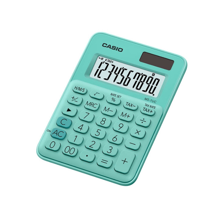 Casio MS-7UC Calculadora de Escritorio 10 Digitos - Tecla Doble Cero - Marcadores de Coma de 3 Digitos - Pulsacion de Teclas Si