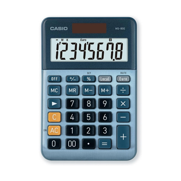 Casio MS80E Calculadora de Escritorio 8 Digitos - Tecla Doble Cero - Simbolos de Comando de Funcion - Calculo Avanzado de Porce