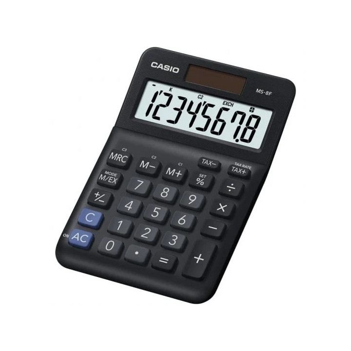 Casio MS-8F Calculadora de Sobremesa con Pantalla Extragrande de 8 Digitos - Signos de Comando de Funcion - Alimentacion Solar