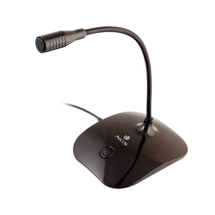 NGS MS115 Microfono de Escritorio Omnidireccional - Ajustable - Boton Mute - Cable de 1.50m - Jack 3.5mm - Color Negro